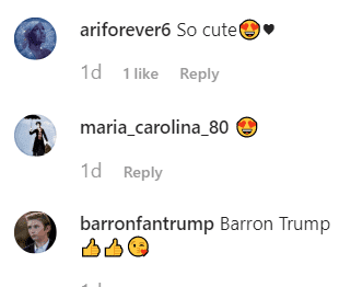 Instagram users comment on Ines Knauss's post of Barron Trump. | Source: Instagram/inesknauss2018