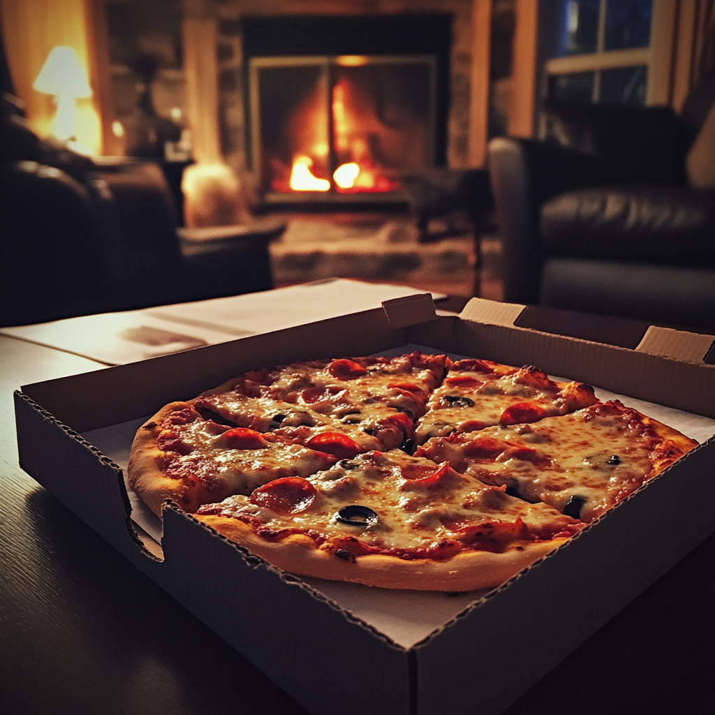 A box of pizza | Source: Midjourney