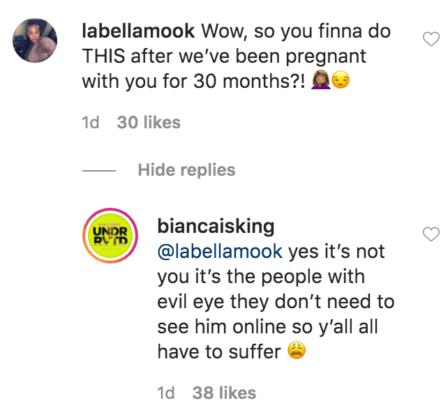 A fan commented on a photo of Bianca Bonnie cradling her son Seven Dais for a professional photo shoot | Source: Instagram.com/biancaisking
