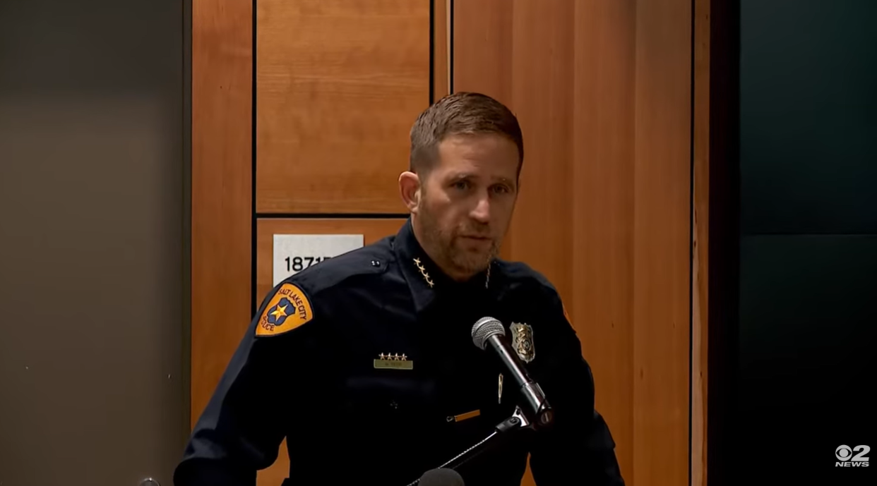 Salt Lake City Police Chief Brian Redd speaks during a press conference following the church shooting  | Source: YouTube/KUTV2News