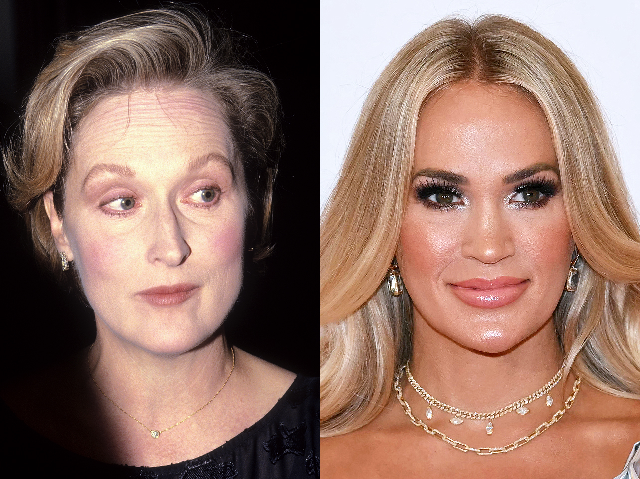 A side-by-side of Meryl Streep and Carrie Underwood in their 40s. | Source: Getty Images