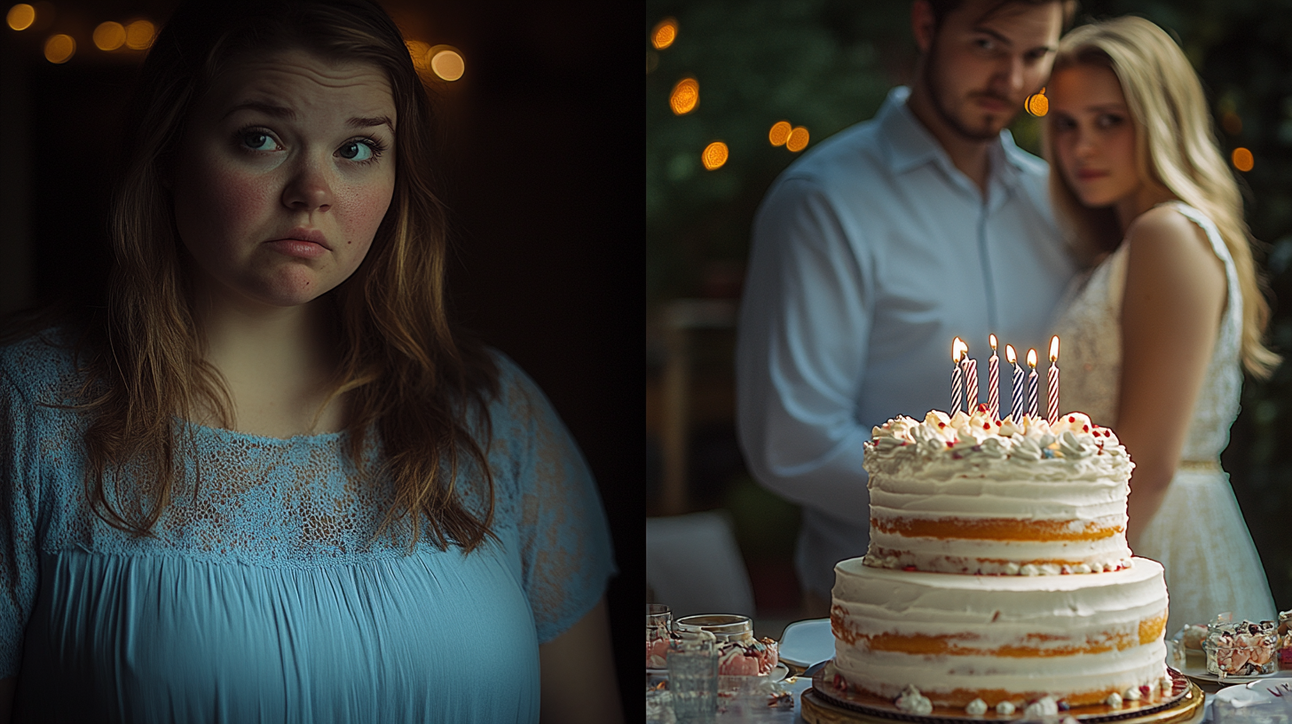 Unhappy woman looking at a newly engaged couple | Source: Midjourney