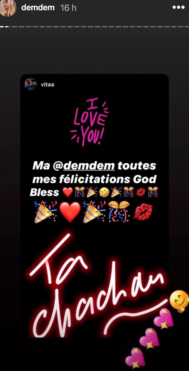 Message de félicitation de Vita'a à DemDem | Source : Getty Images