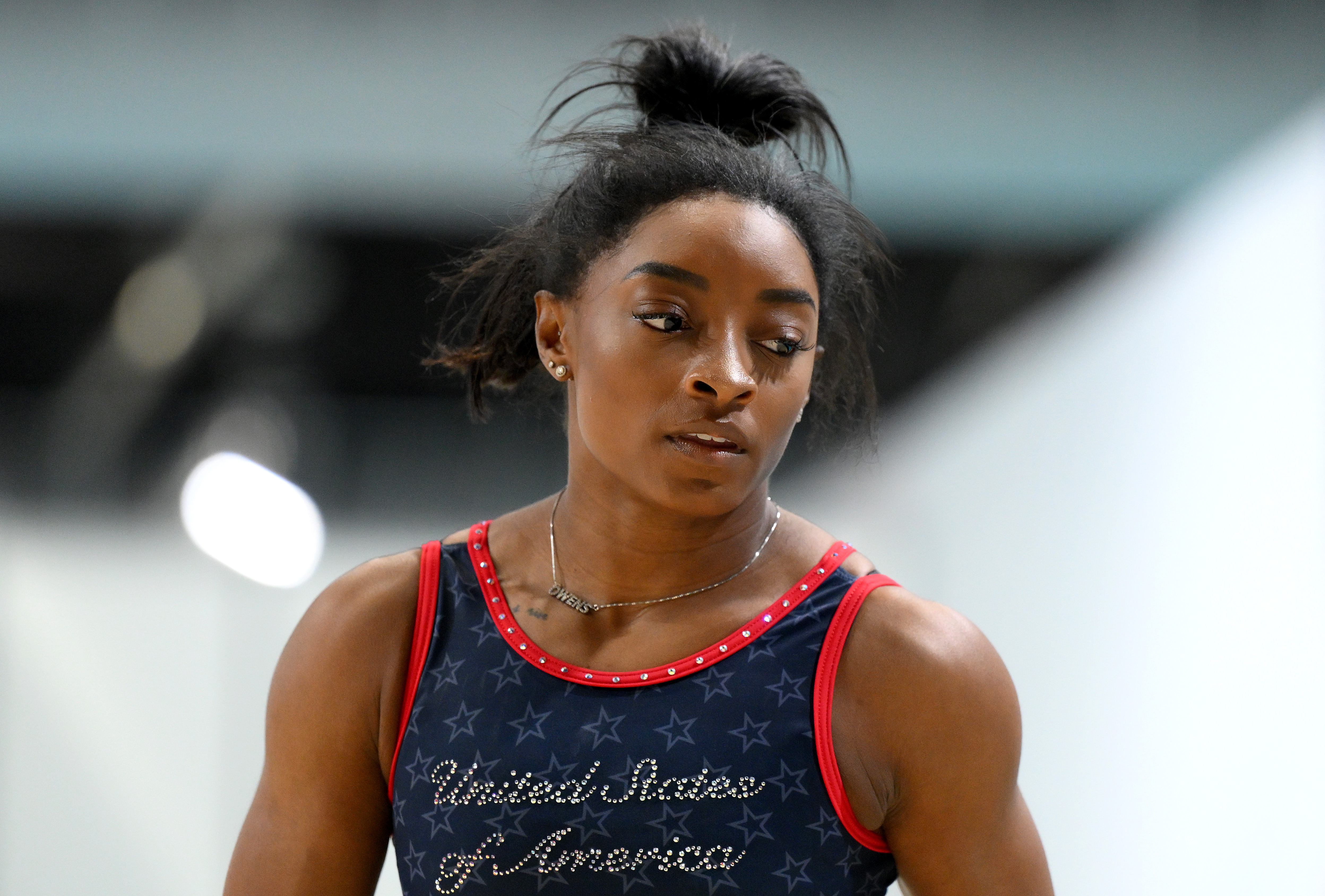 Simone Biles during a gymnastics training session ahead of the Paris Olympic Games in Le Bourget, France on July 23, 2024 | Source: Getty Images