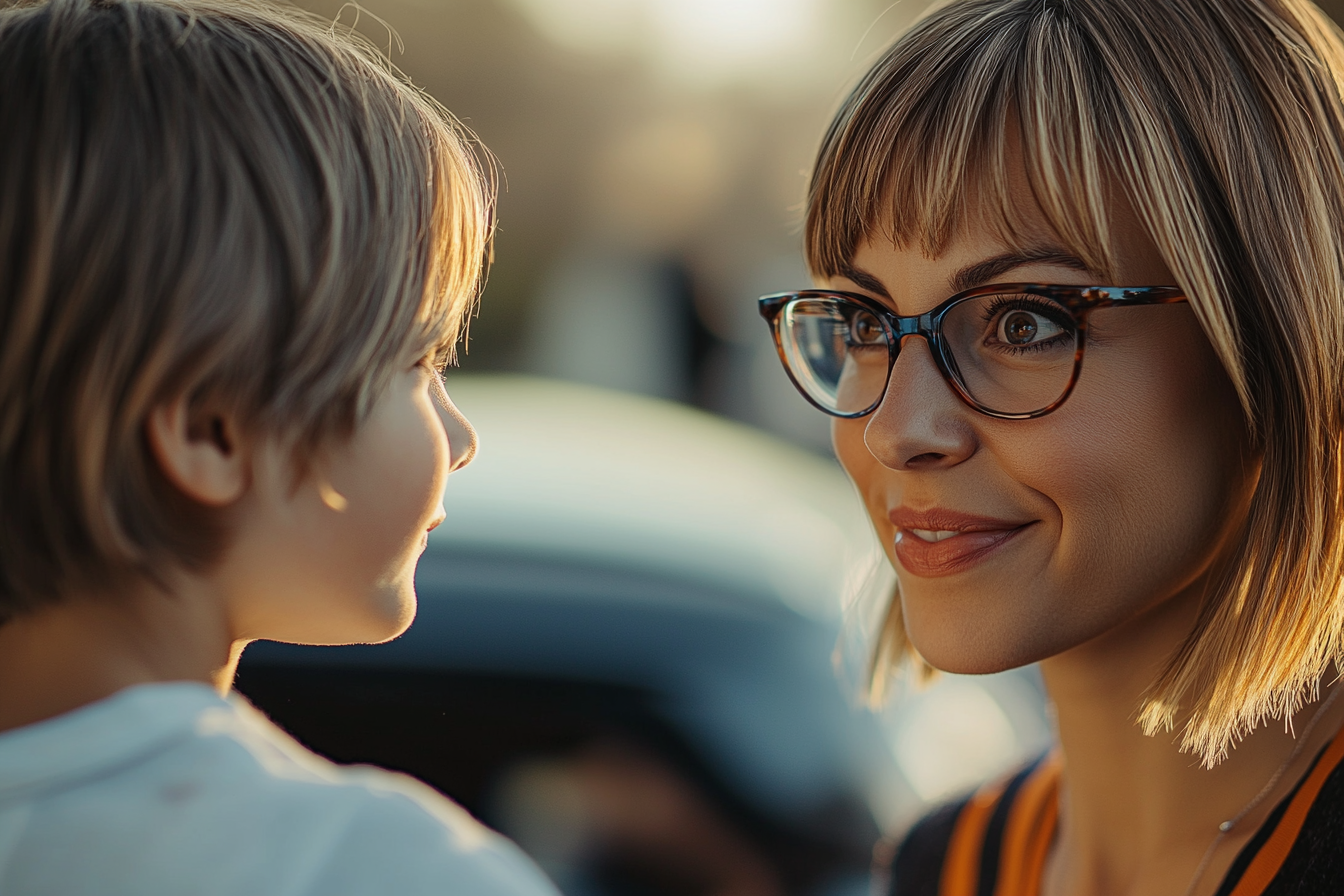 A woman talking to her child | Source: Midjourney