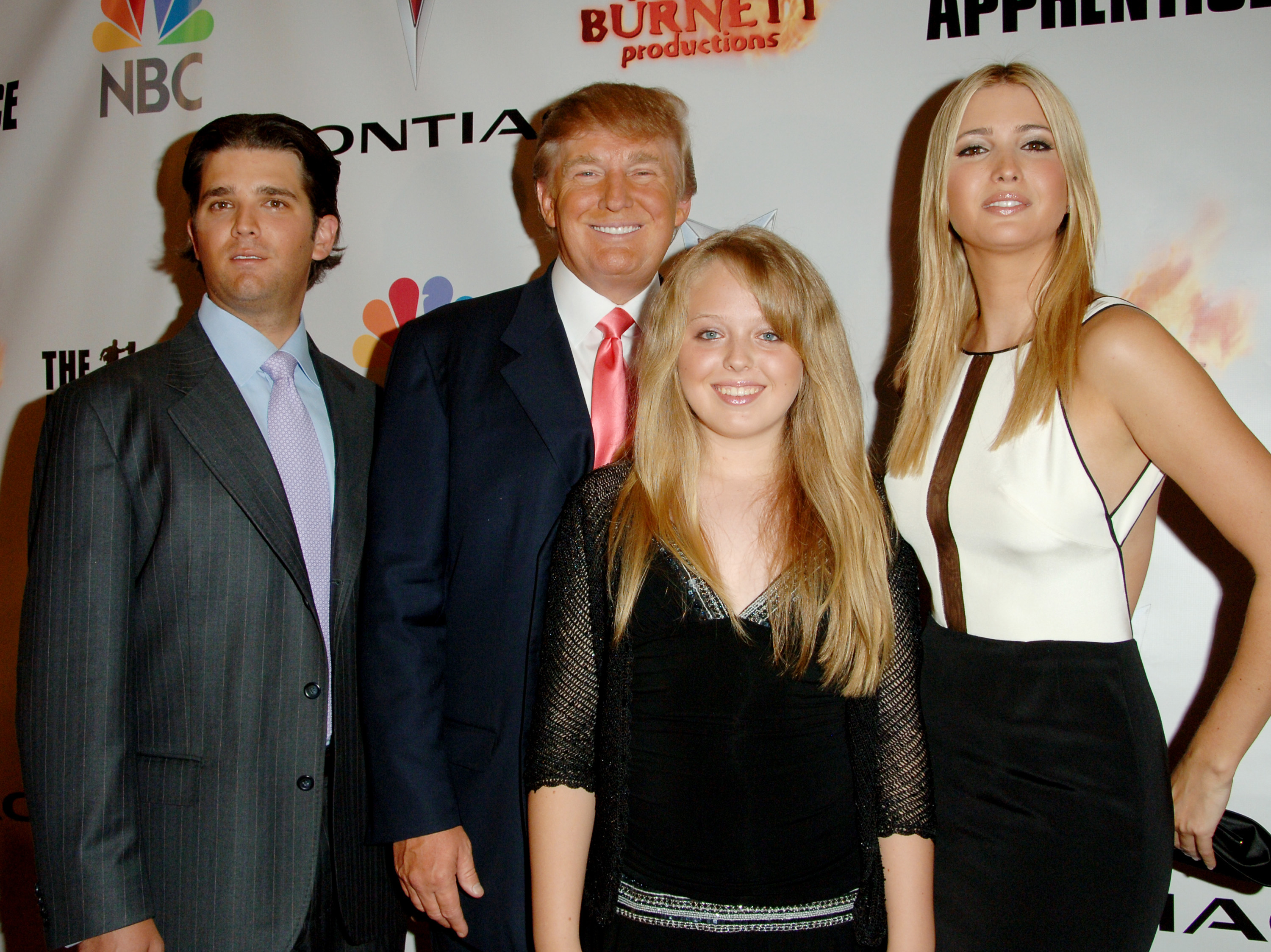 Donald Trump Jr., Donald Trump, Donald's daughter with Marla Maples, and Ivanka Trump at the season five finale of "The Apprentice" on June 5, 2006. | Source: Getty Images