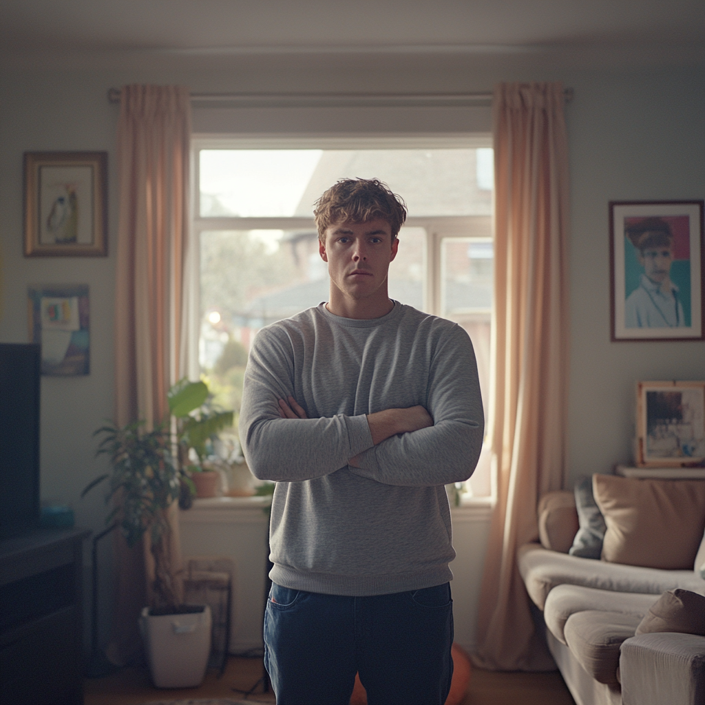 Man standing in his living room | Source: Midjourney