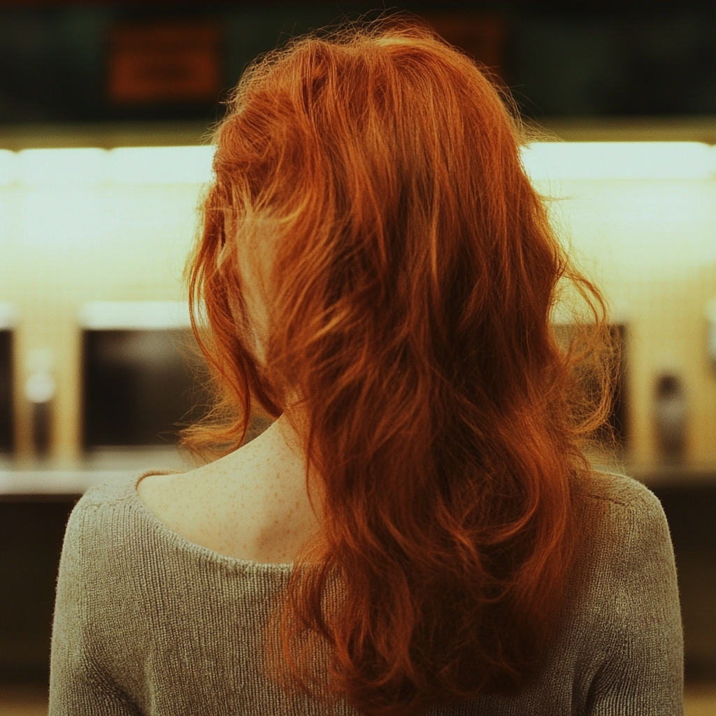 Rear view of a woman in a restroom | Source: Midjourney