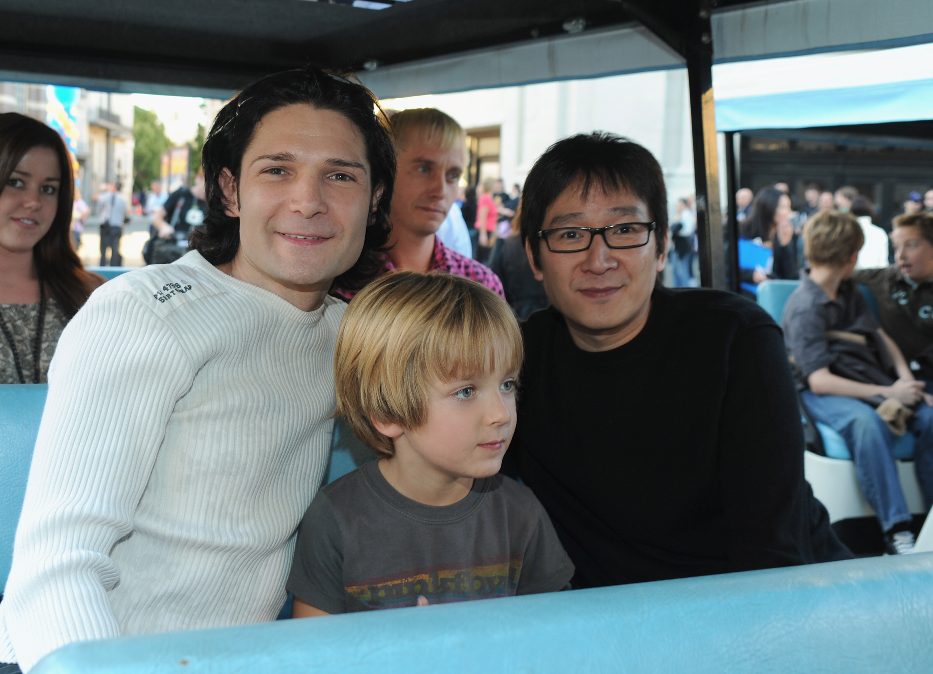 Corey Feldman, son Zen Feldman and actor Ke Huy Quan attend the Warner Bros. 25th Anniversary celebration of "The Goonies" on October 27, 2010 in Burbank, California | Source: Getty Images