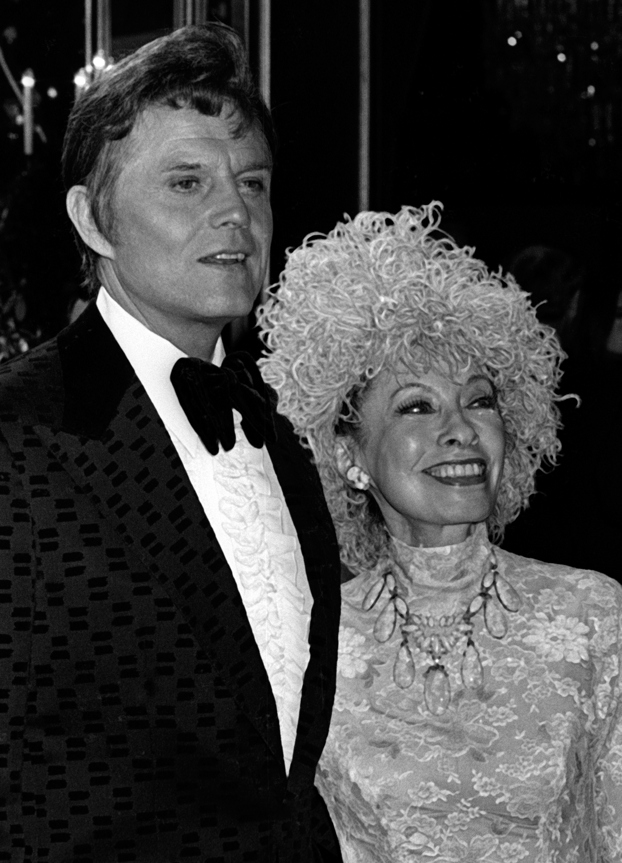 Jack Lord and wife Marie De Narde attend Sixth American Film Institute Lifetime Achievement Awards Honoring Henry Fonda on March 1, 1978 at the Beverly Hilton Hotel in Beverly Hills, California. | Source: Getty Images