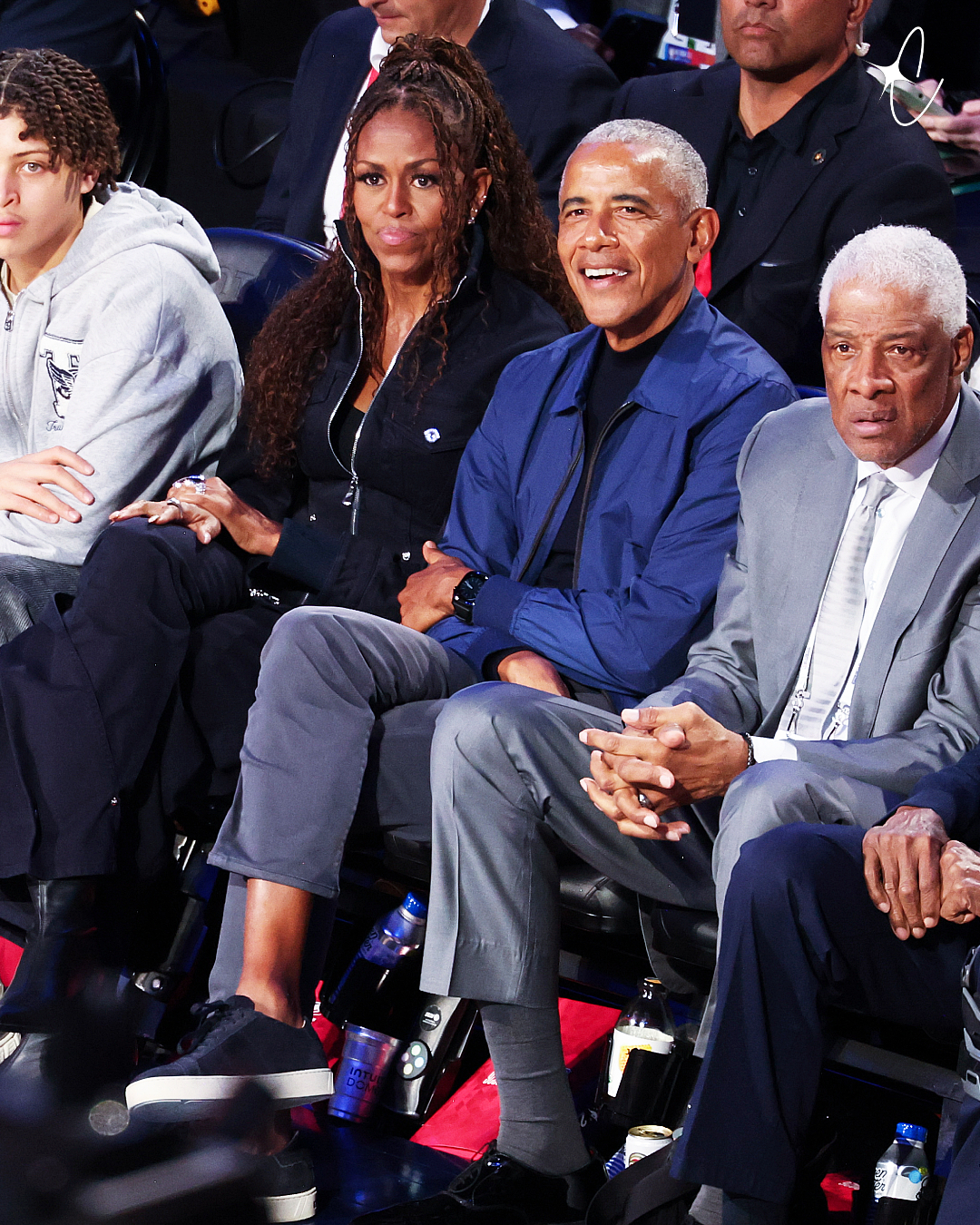 Michelle and husband Barack Obama, who sparked online buzz for sitting with his legs crossed, at the 75th NBA All-Star Game in Inglewood, California on February 15, 2026. | Source: Getty Images