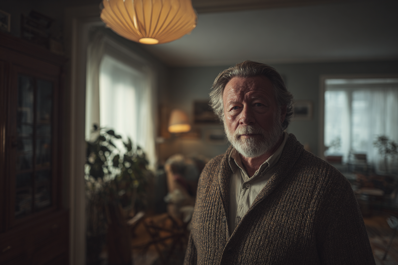 An older man standing in his house | Source: Midjourney