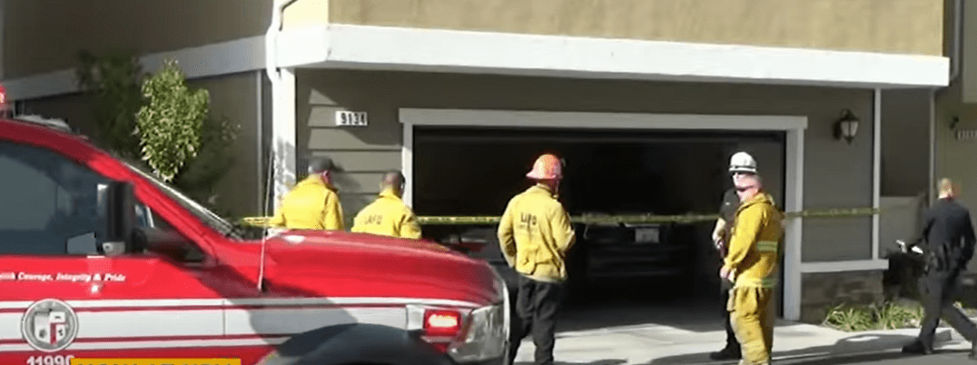 Firefighters and law officers at the murder-suicide scene | Photo: Youtube/abc7