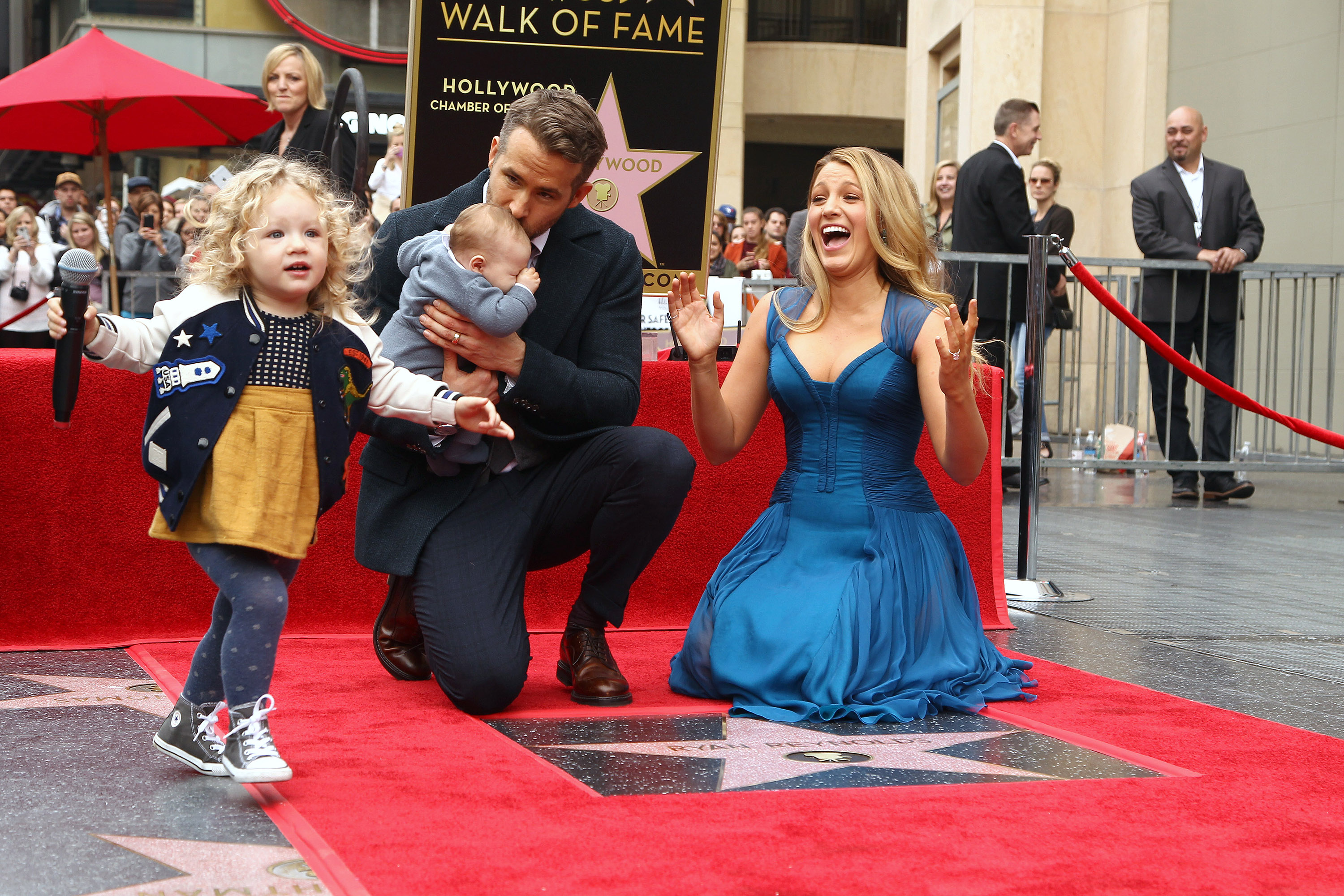 Ryan Reynolds and Blake Lively with two of their kids. | Source: Getty Images