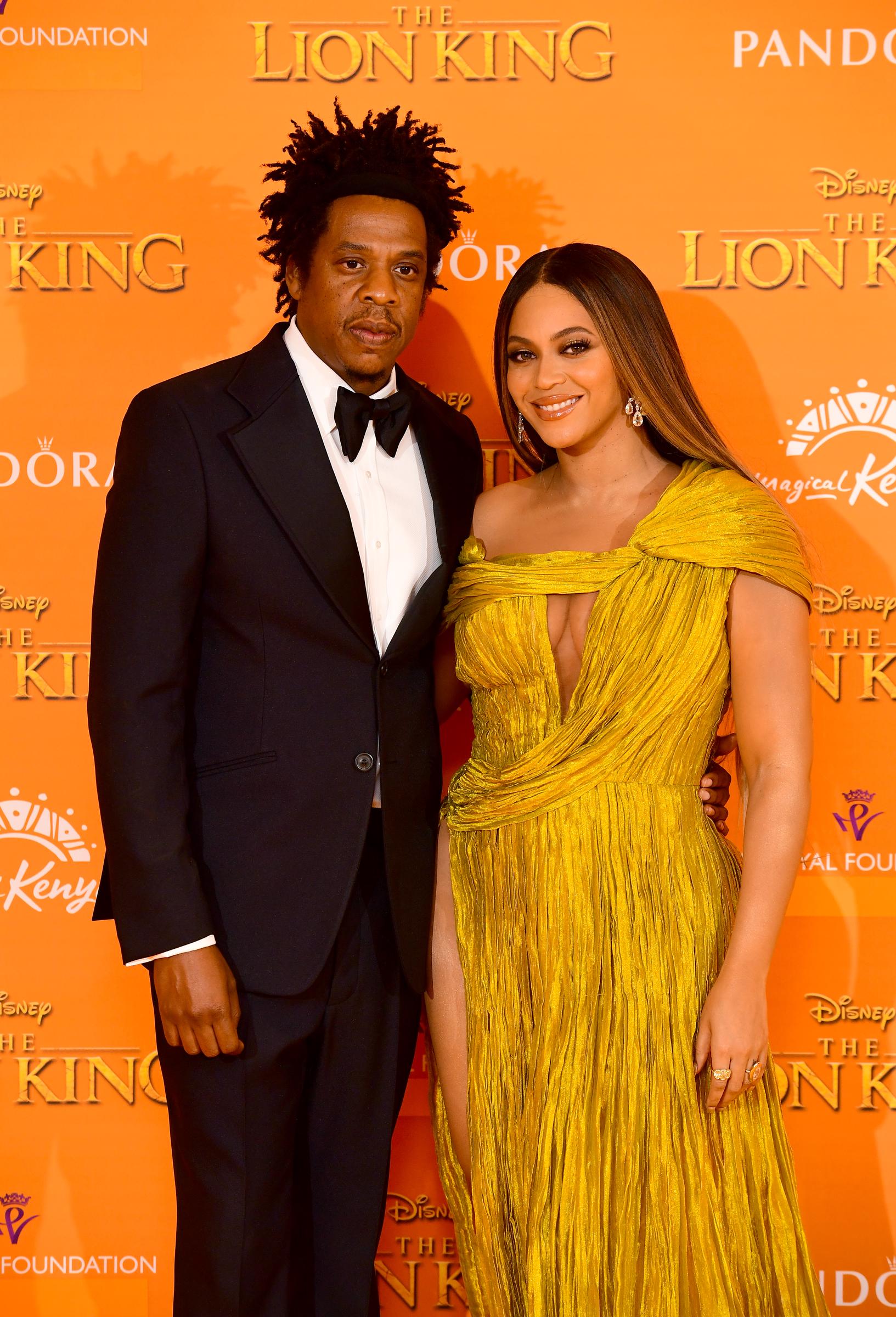 Jay-z and Beyonce at "The Lion King" premiere on July 14, 2019, in Leicester Square, London, England. | Source: Getty Images