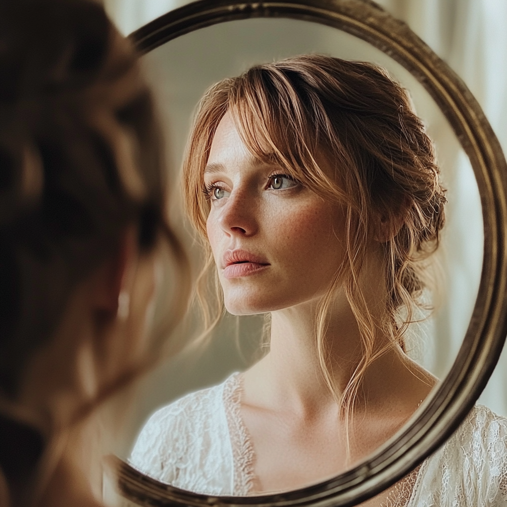 A bride's reflection in a mirror | Source: Midjourney