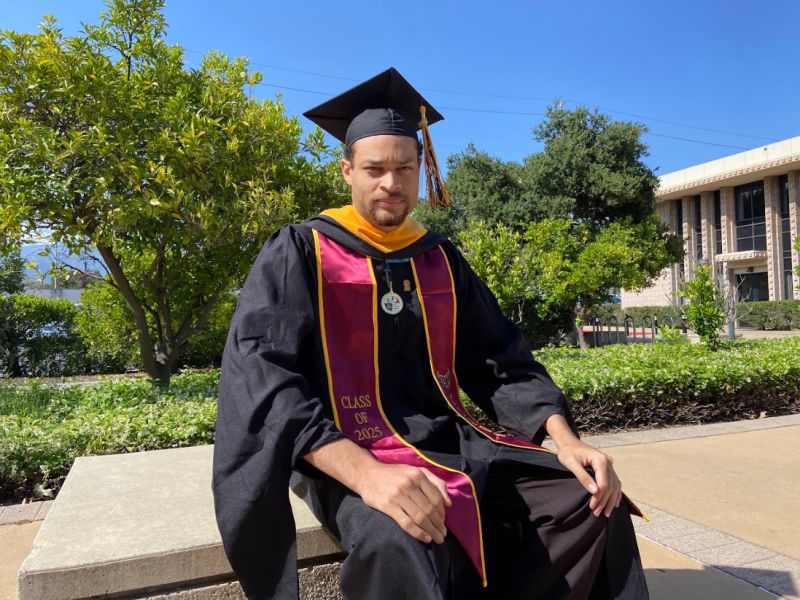 Cole Allen in his graduations robes on a post from 2025 | Source: LinkedIn/Cole Allen
