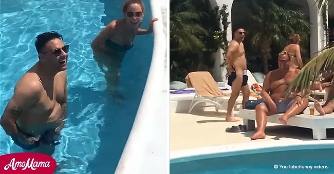 Man gets pranked with dissolving swim trunks