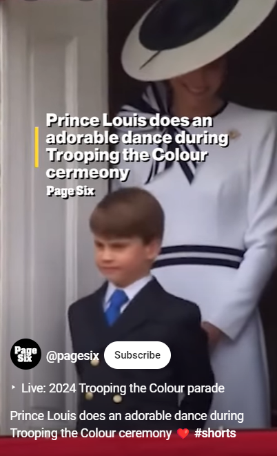 Prince Louis dances adorably in front of his mother, Princess Catherine of Wales, June 2024. | Source: YouTube/pagesix