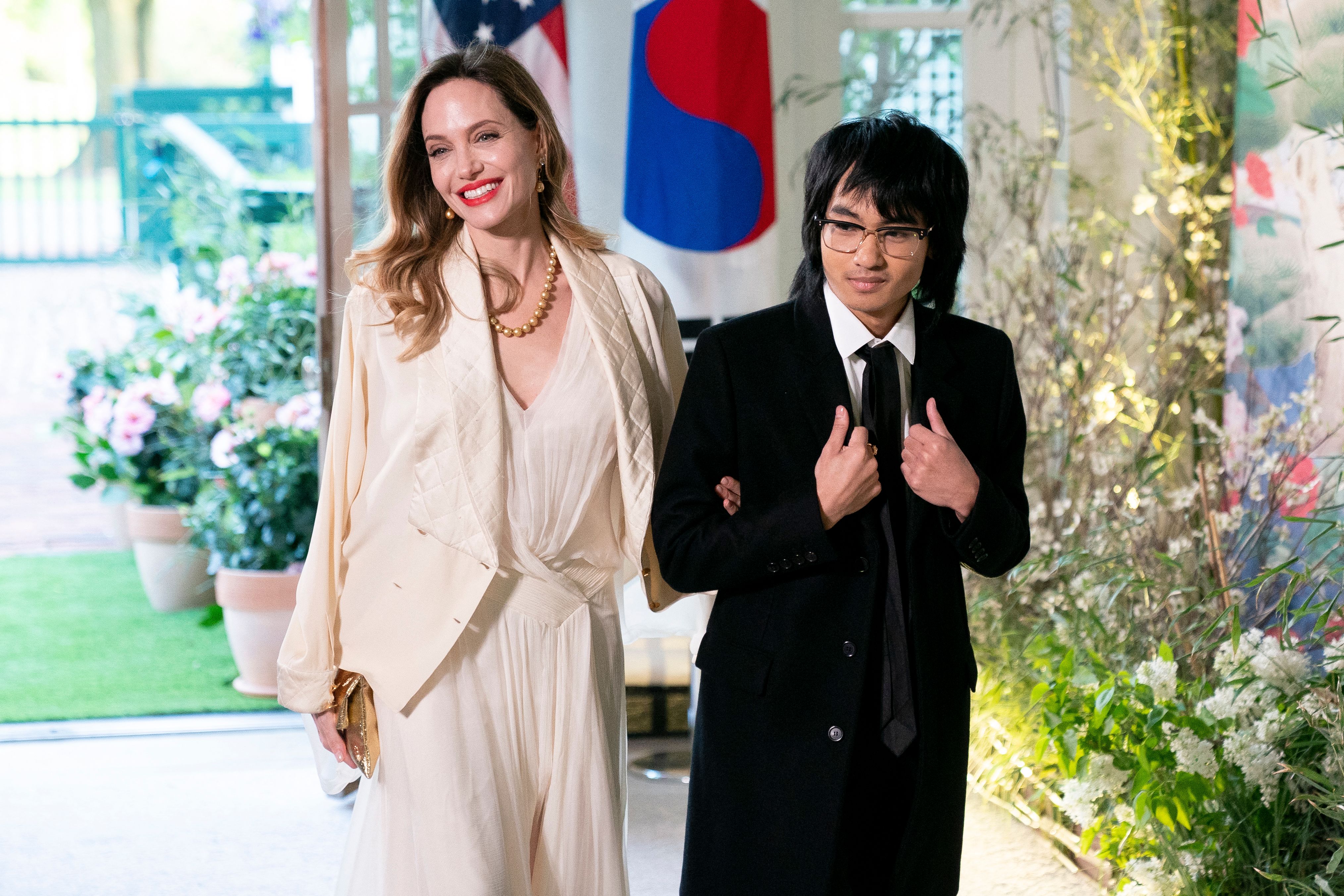 Angelina Jolie and Maddox at a State Dinner in Washington, DC, on April 26, 2023 | Source: Getty Images