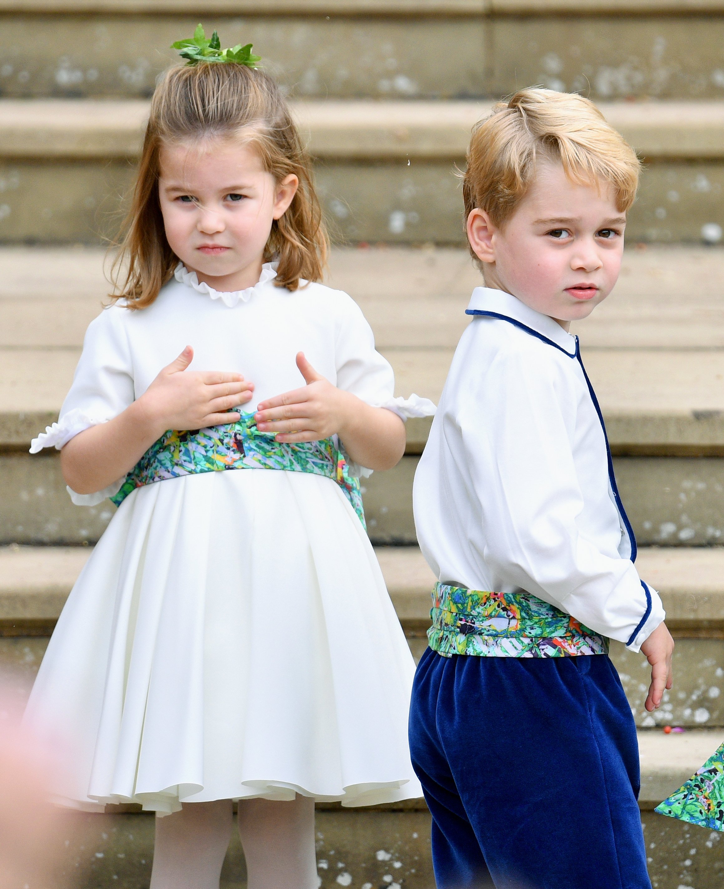 Princess Charlotte and Prince George at Princess Eugenie's wedding at St George's Chapel on October 12, 2018 in Windsor, England | Photo: Getty Images