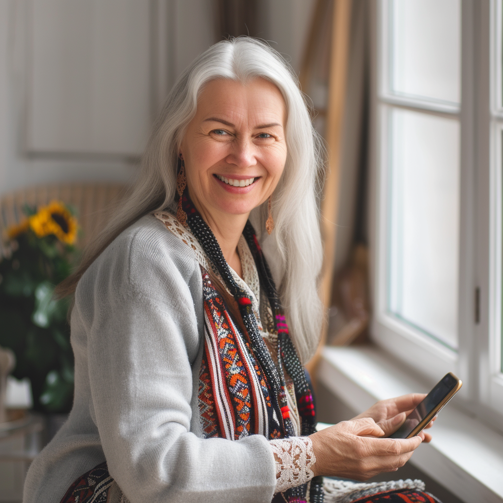 A woman holding a phone | Source: Midjourney