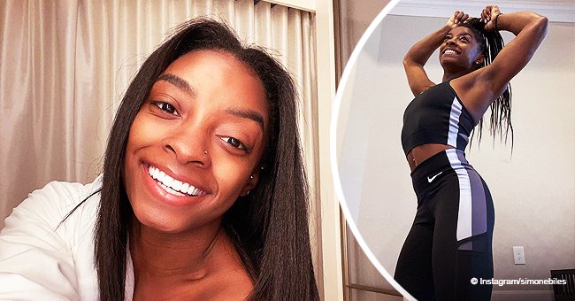 Simone Biles Shares Pre-Quarantine Workout Snap Wearing Black Top and