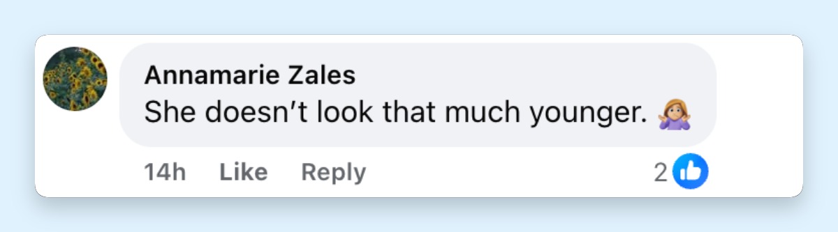 Some people also noticed something else about Heather Milligan. This commented is dated June 16, 2026 | Source: Facebook/Page Six