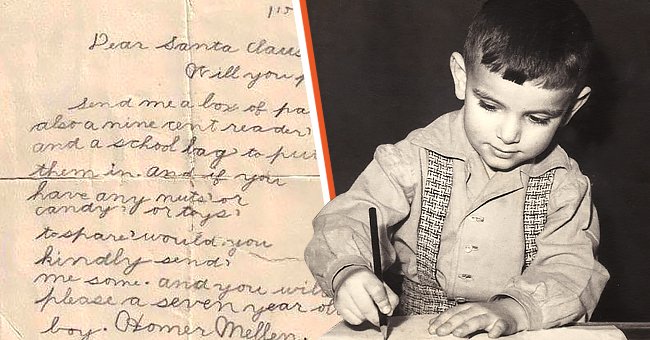 Letter written to Santa in 1915 [left] Little boy writes a letter [right] | Photo: Shutterstock & facebook.com/FOX5NY