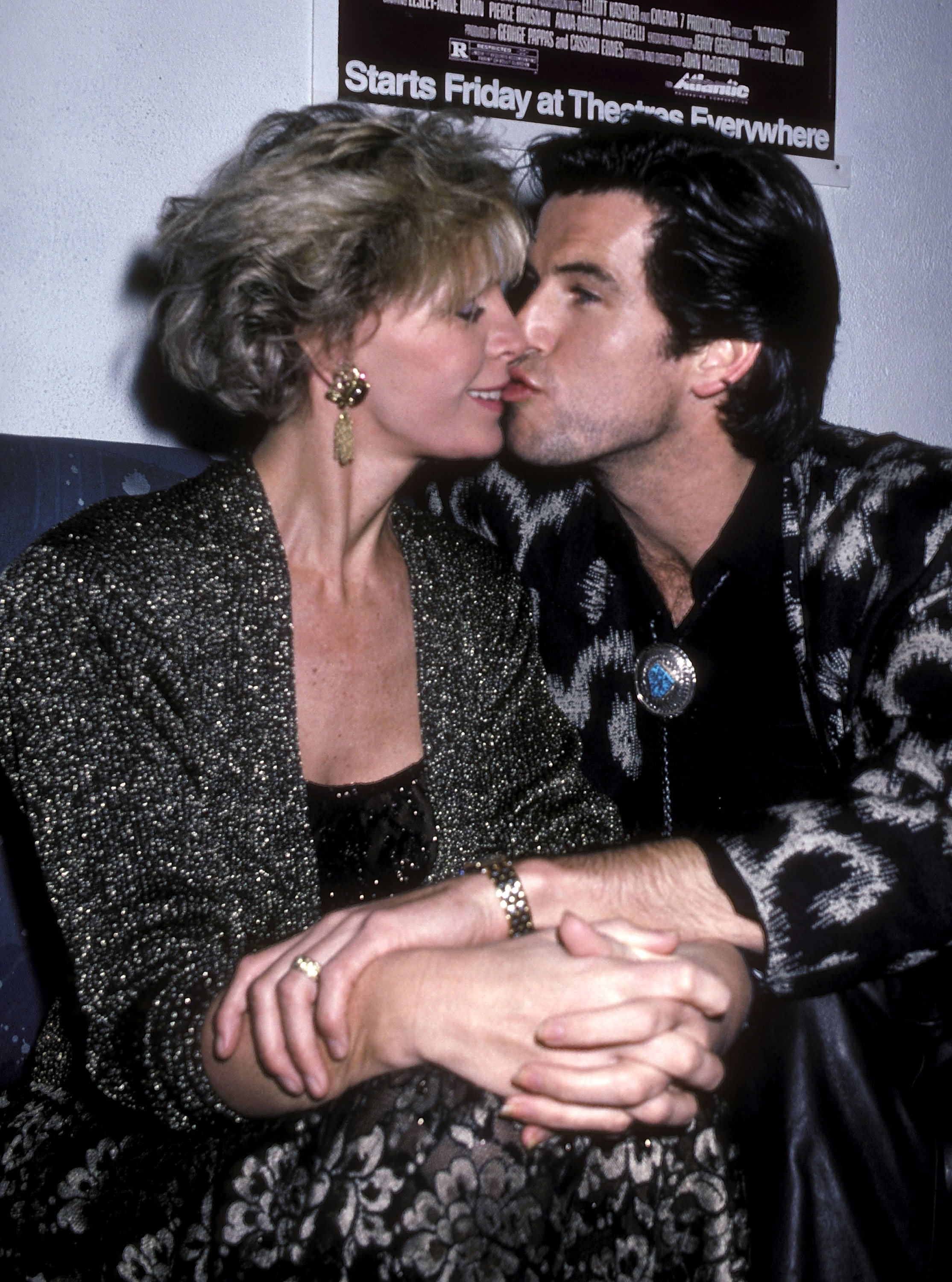 Actor Pierce Brosnan and wife Cassandra Harris at the "Nomads" Premiere Party on March 6, 1986 at the Limelight in New York City. | Source: Getty Images