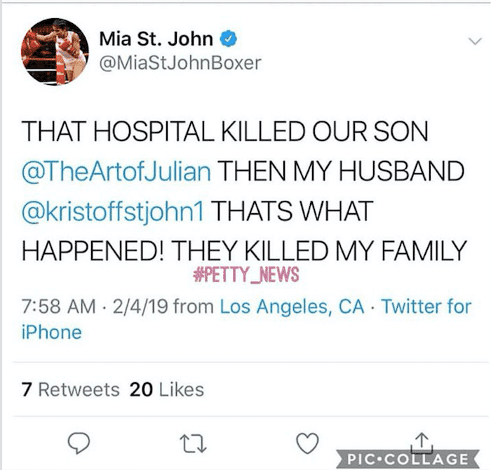 A screenshot of Mia’s now-deleted tweet. | Twitter/Mia St. John