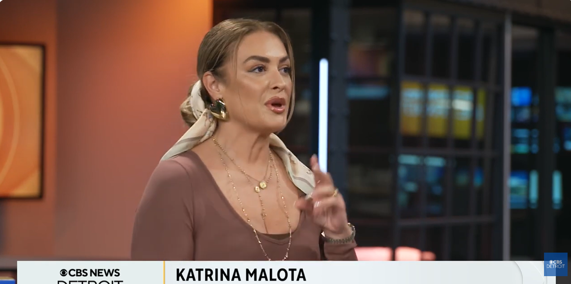 Katrina Malota in an interview, from a video post dated October 12, 2023 | Source: YouTube/CBSDetroit