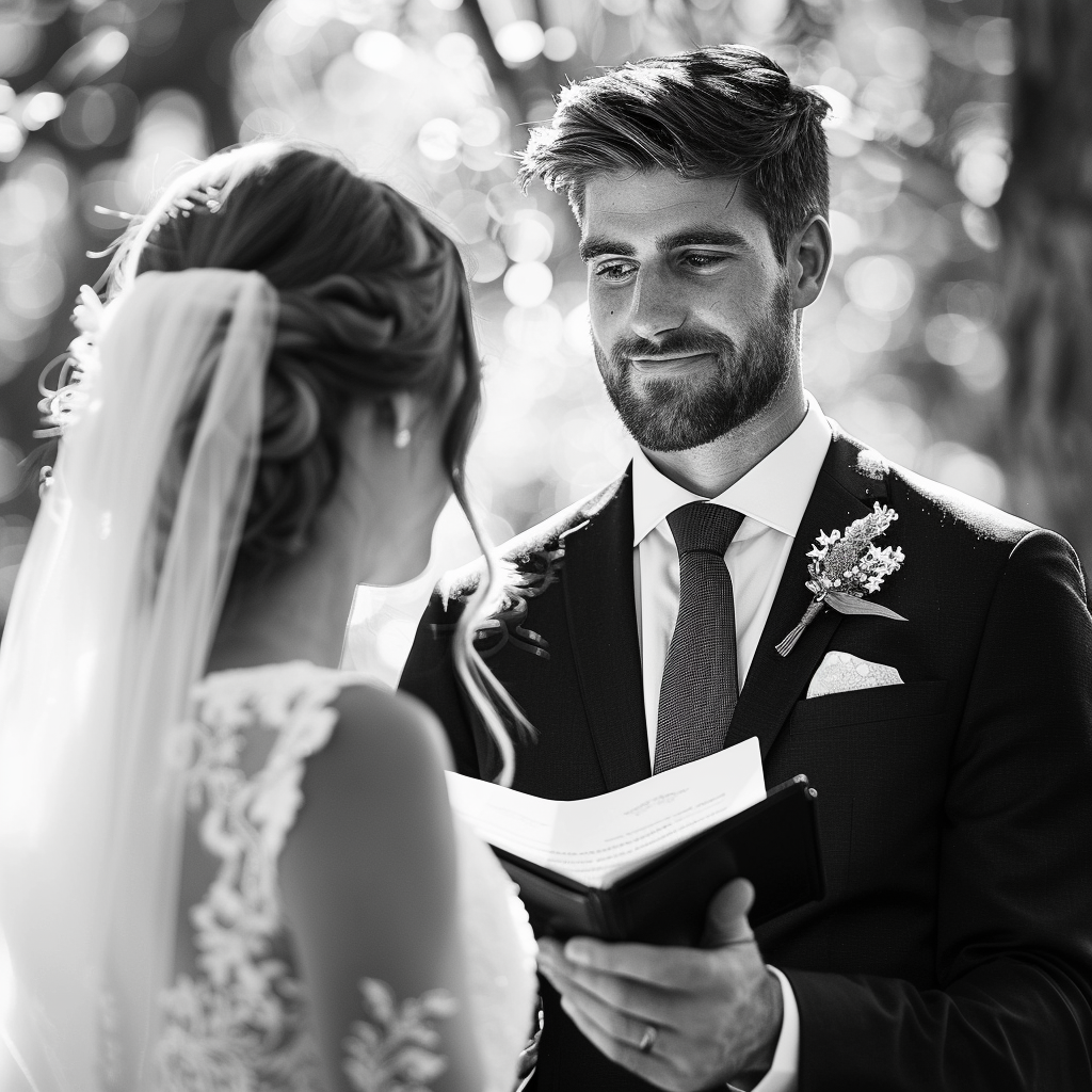 Groom reading his vows | Source: Midjourney