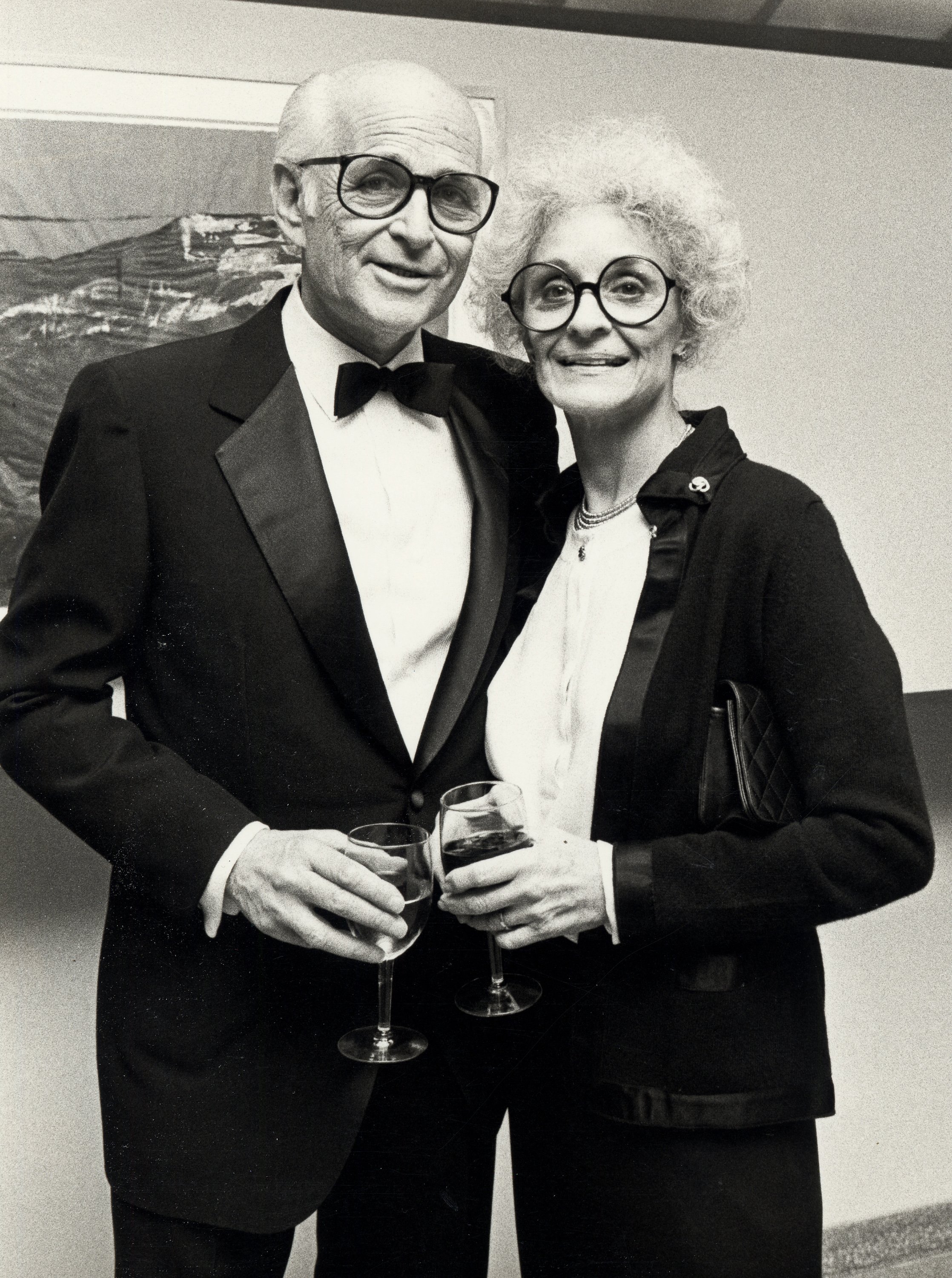 Norman Lear and Frances Loeb attending the opening night of 'Helen Frankenthaler Art Exhibition' on February 20, 1985 at the Guggenheim Museum in New York City, New York. | Source: Getty Images