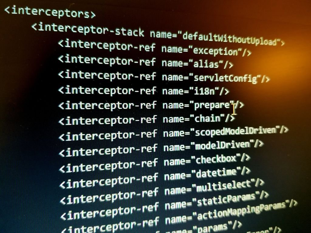 Close-up of code on a computer screen for the Apache Struts framework. | Source: Getty Images