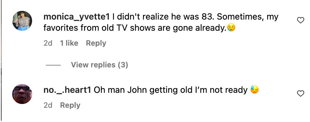 Some additional comments on John's age and appearance posted on April 11 2023 | Source: Instagram.com/officialjohnamos