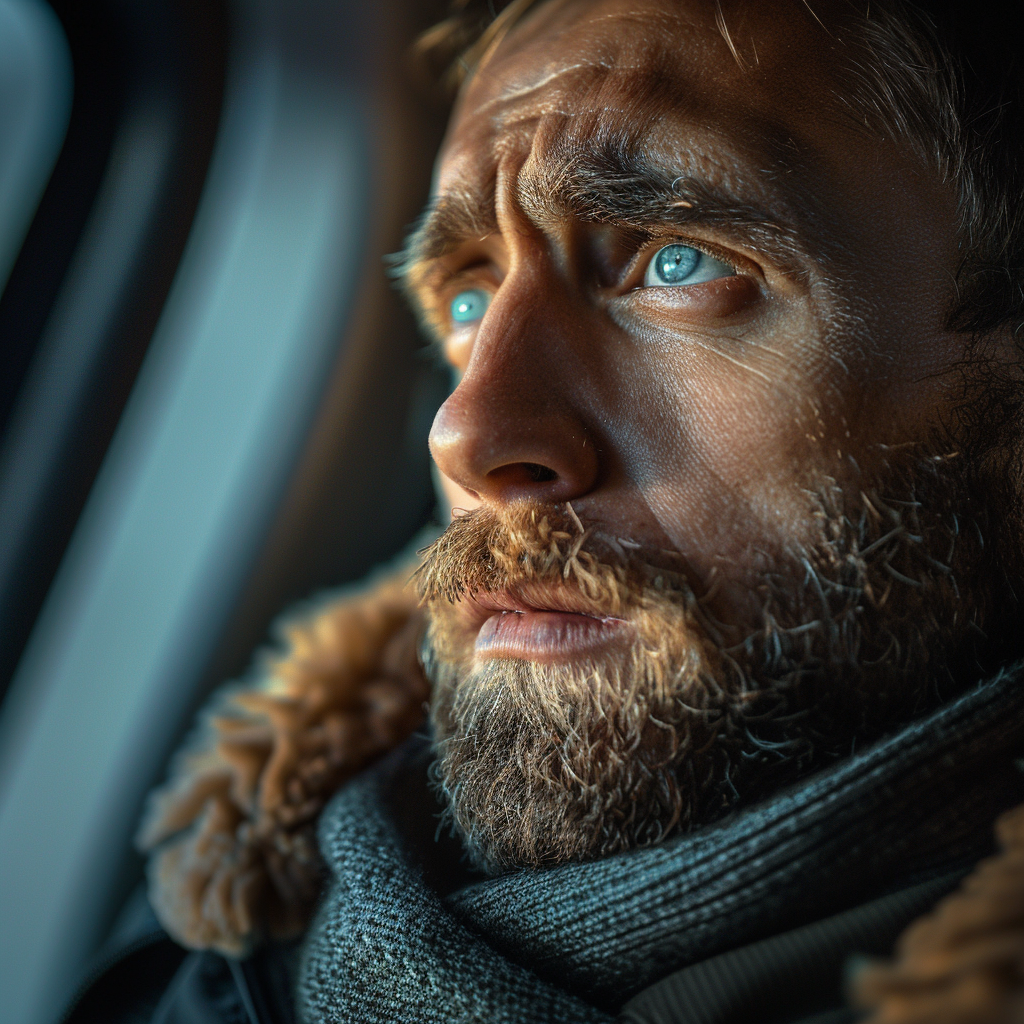 Close-up of an angry man looking up | Source: Midjourney