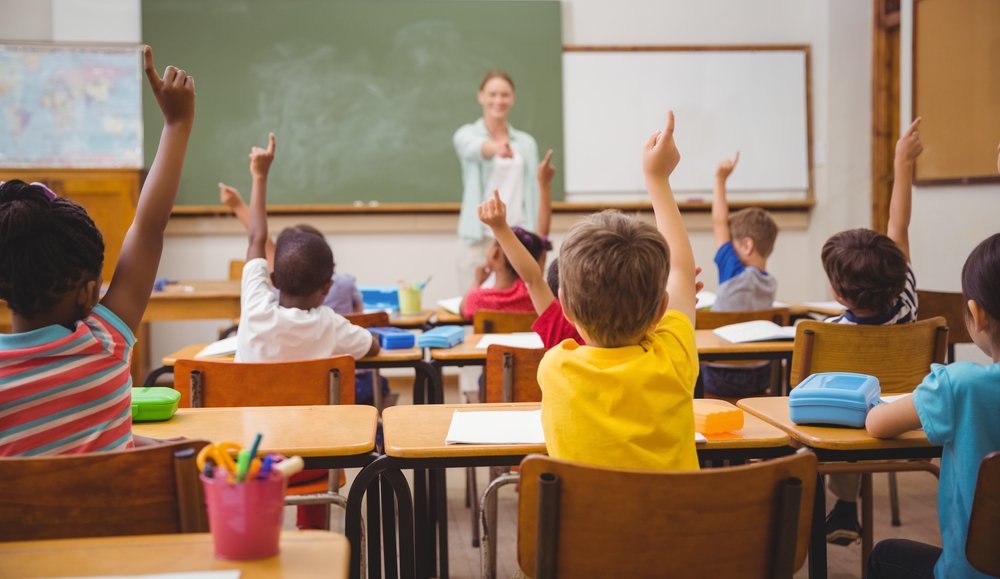 Pupils raising their hands during class | Shutterstock