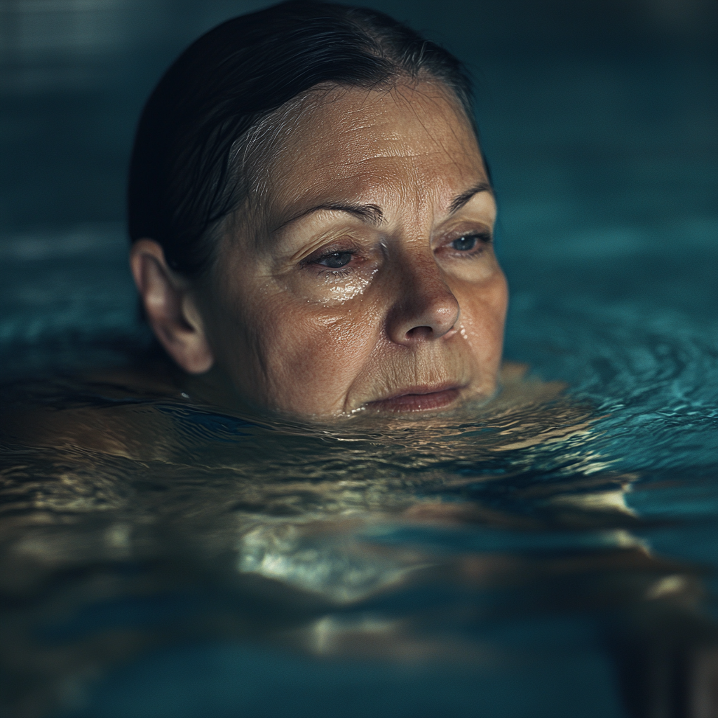 Middle-aged woman swimming in the pool | Source: Midjourney