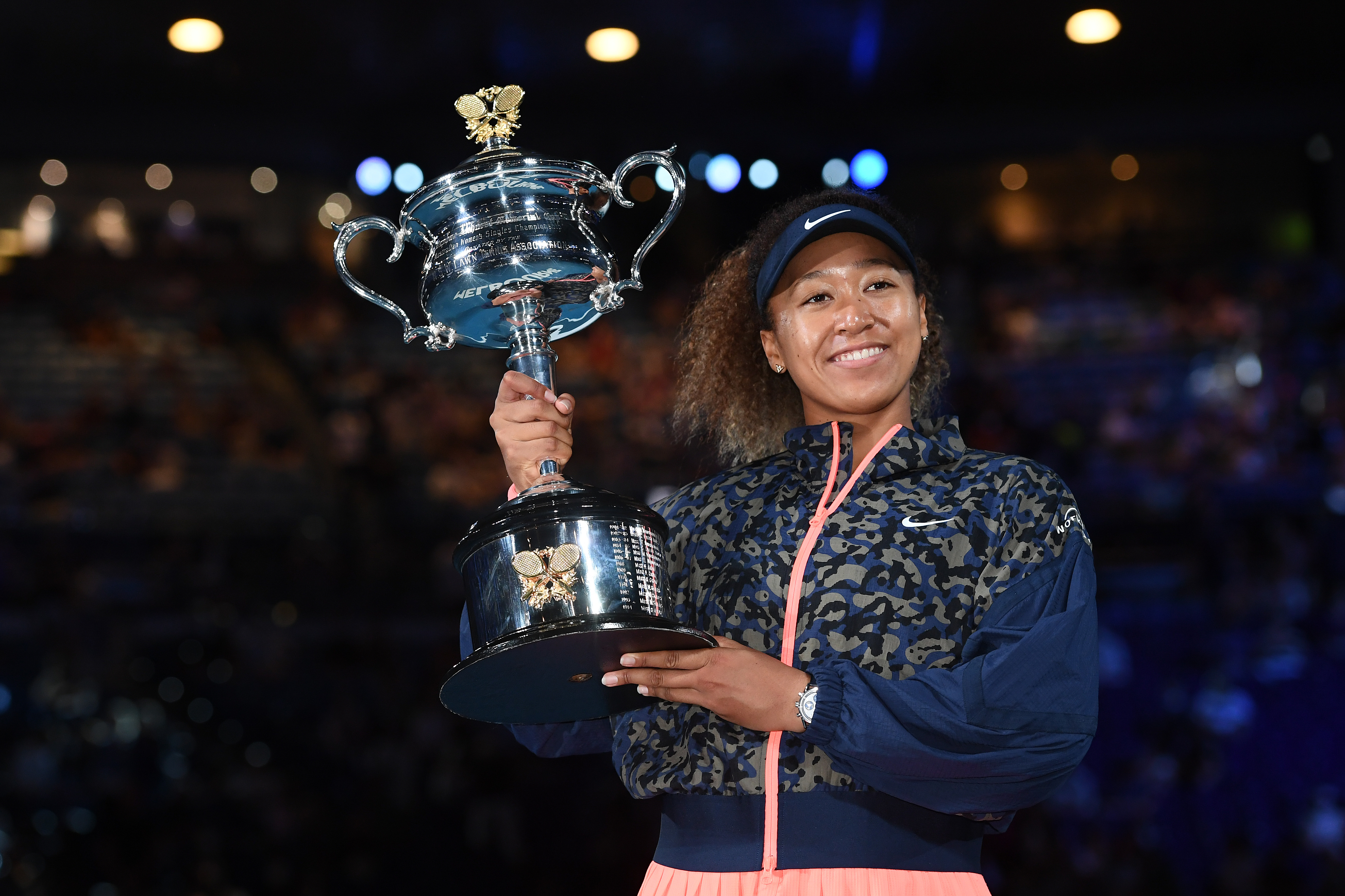 Naomi Osaka posing with her trophy after winning her Women's Singles Final match on Day 13 of the Australian Open in Melbourne on February 20, 2021. | Source: Getty Images
