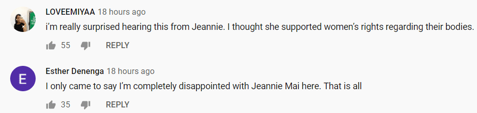 Comments on Jeannie Mai's post.| Photo: Youtube/ The Real Daytime.