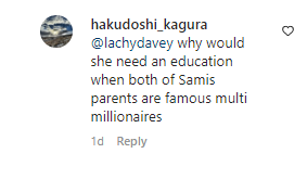 Screenshot der Kommentare zu Sami Sheens Instagram-Post. | Quelle: Instagram/SamiSheen