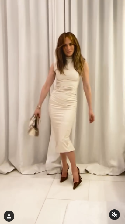 A screenshot of Jennifer Lopez's slim figure in a video posted in April 2024. | Source: Instagram/jlo