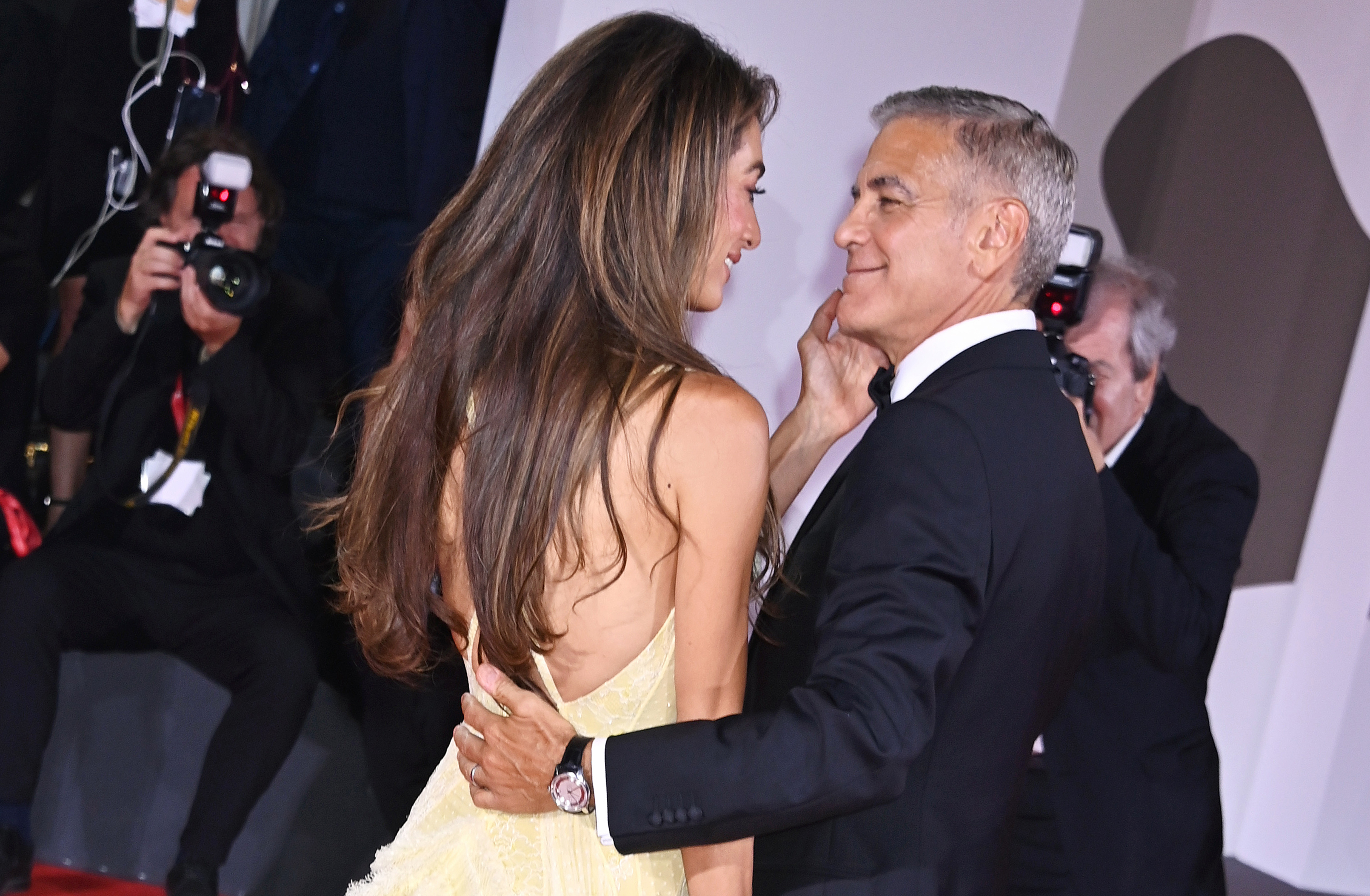 Amal Alamuddin and George Clooney attend the 