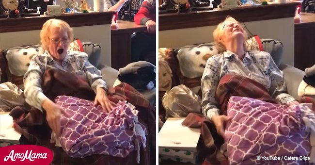 Grandma's emotional response to special blanket from granddaughter caught on video