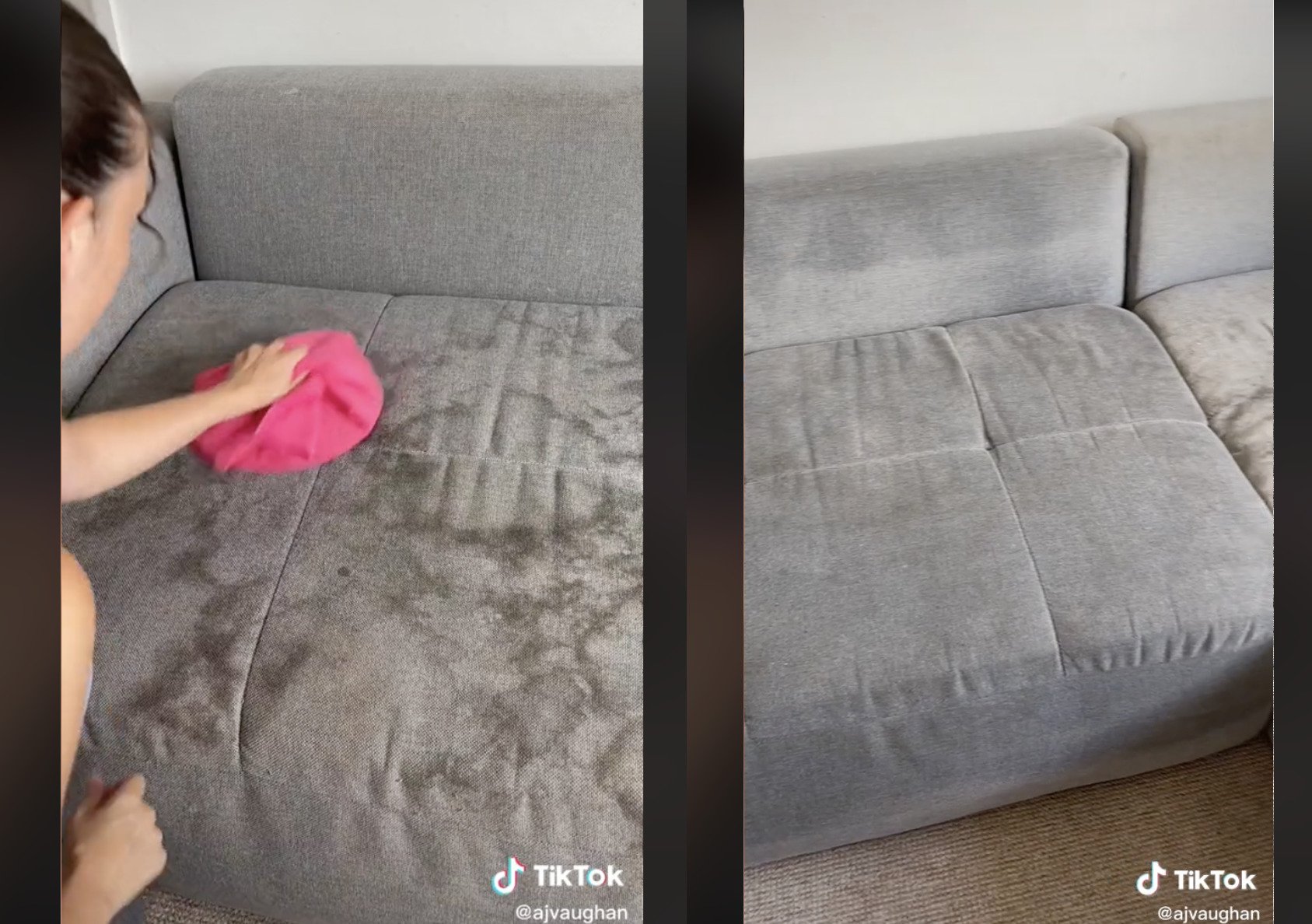 Use a saucepan lid to clean your sofa stains. | Source: tiktok.com/@ajvaughan