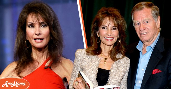 Susan Lucci visits "Extra" at Universal Studios Hollywood on June 2, 2016, in Universal City, California, and her with Helmut Huber at the signing of her new book "All My Life" on April 12, 2011, in Glendale, California | Photos: Noel Vasquez & Beck Starr/FilmMagic/Getty Images