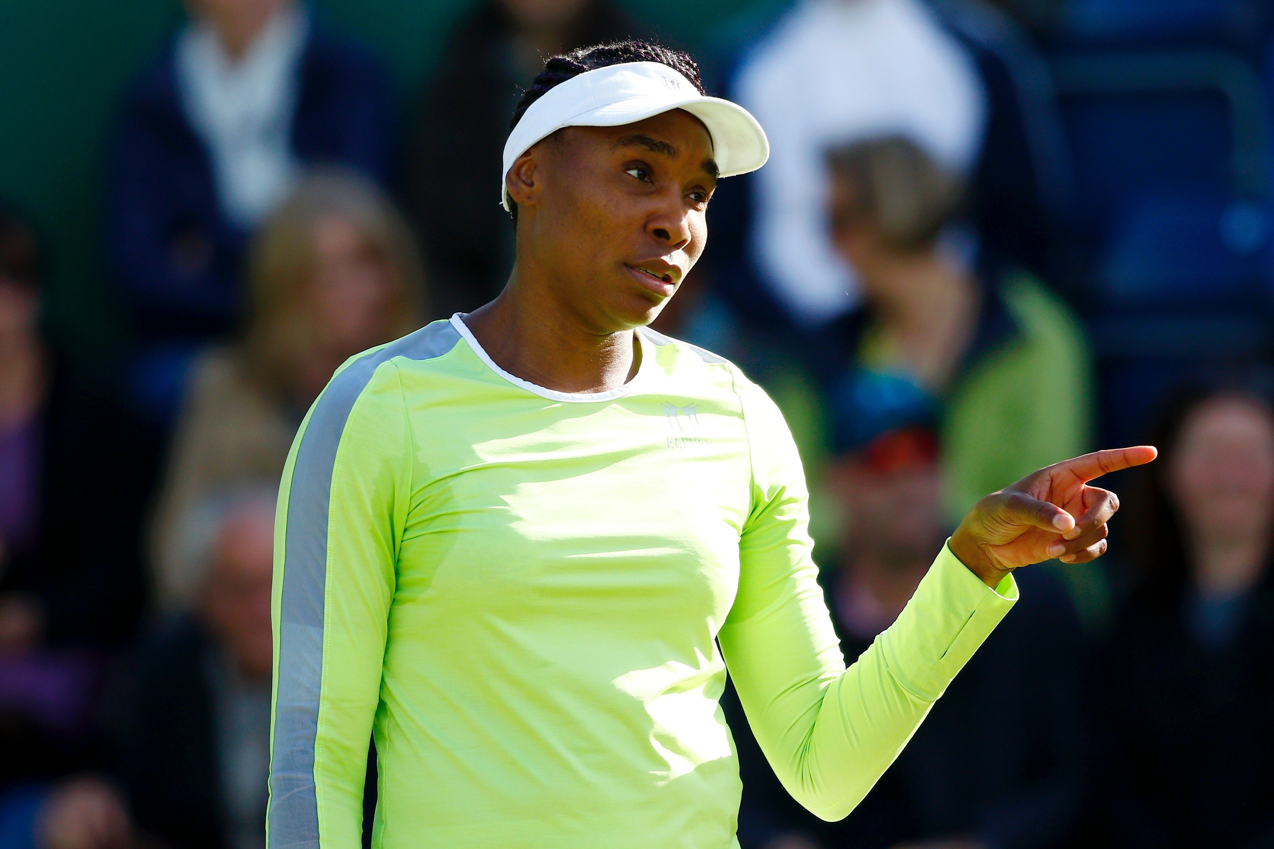 Venus Williams of USA reacts at her second round match agains Qiang Wang of China during day four of the Nature Valley Classic at Edgbaston Priory Club on June 20, 2019 | Photo: Getty Images