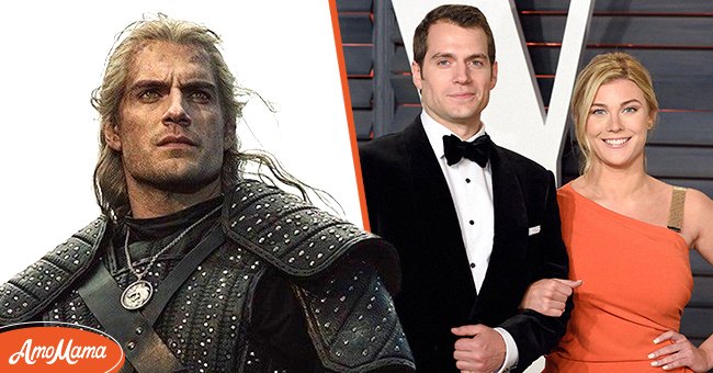 Henry Cavill pictured as his character in "The Witcher" [Left] Cavill and his ex Tara King at the 2016 Vanity Fair Oscar Party, Beverly Hills, California. | Photo: Twitter/IGN & Getty Images