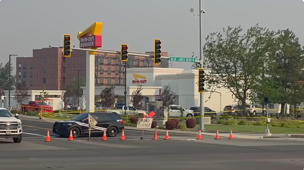 Police blocked off the area around the Twin Falls In-N-Out Burger after the August 1 shooting, which erupted shortly before 2:30 p.m. at the busy intersection of Blue Lakes Boulevard and Fillmore Street.